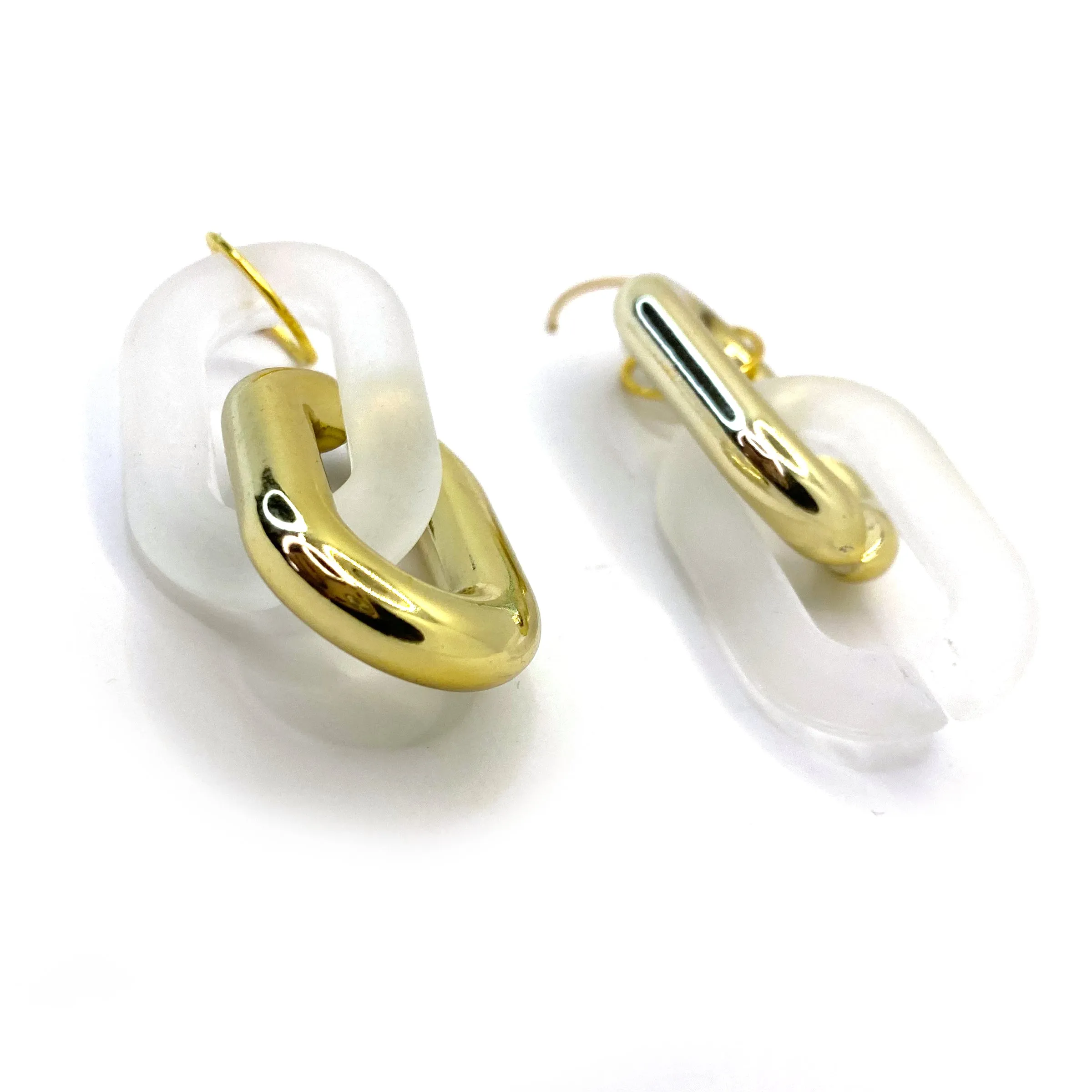 MPR x THE IMAGINARIUM: Double Bubble Double Large Drops in Mismatch Frosted Clear Opaque Gold Two-Tone on Gold Hooks