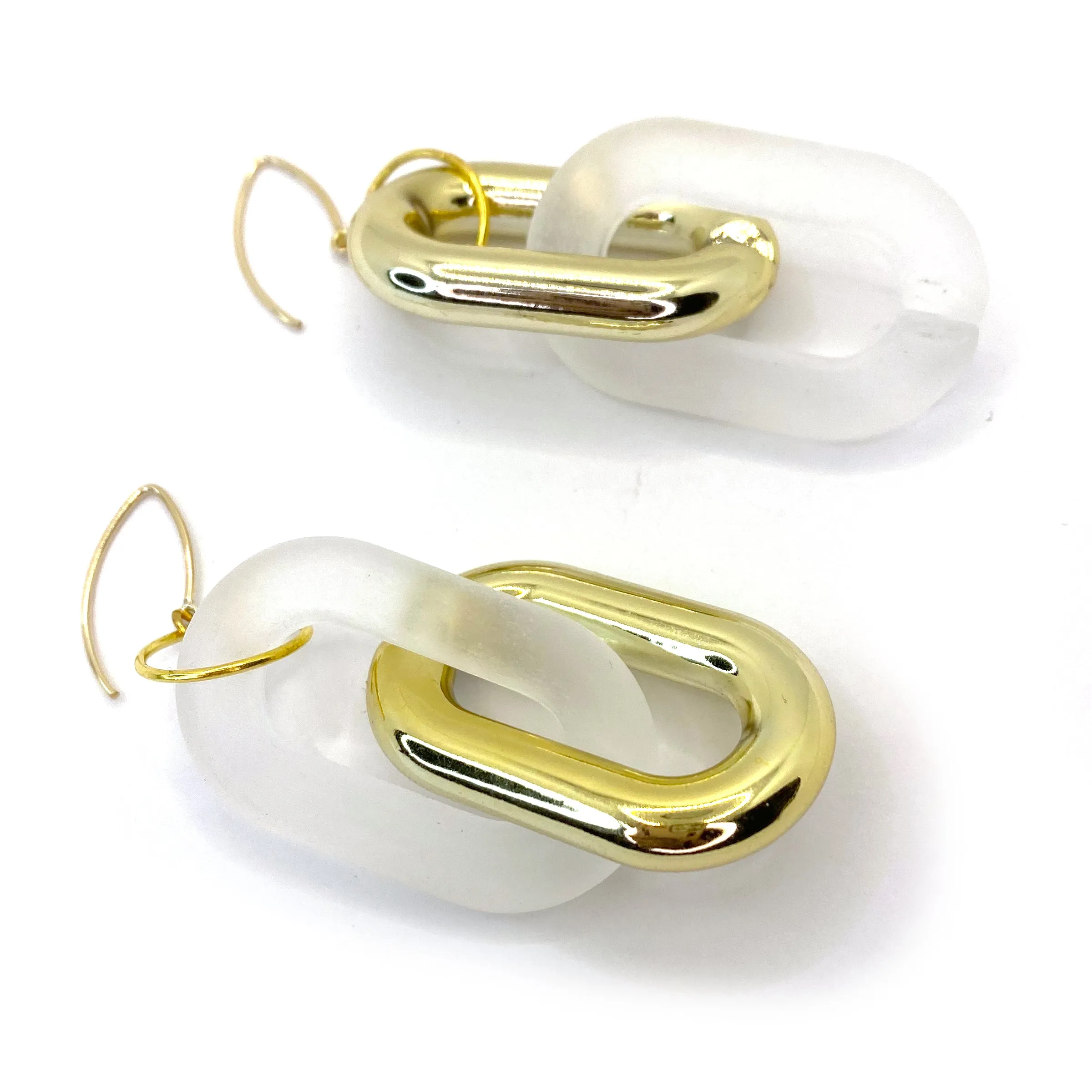 MPR x THE IMAGINARIUM: Double Bubble Double Large Drops in Mismatch Frosted Clear Opaque Gold Two-Tone on Gold Hooks