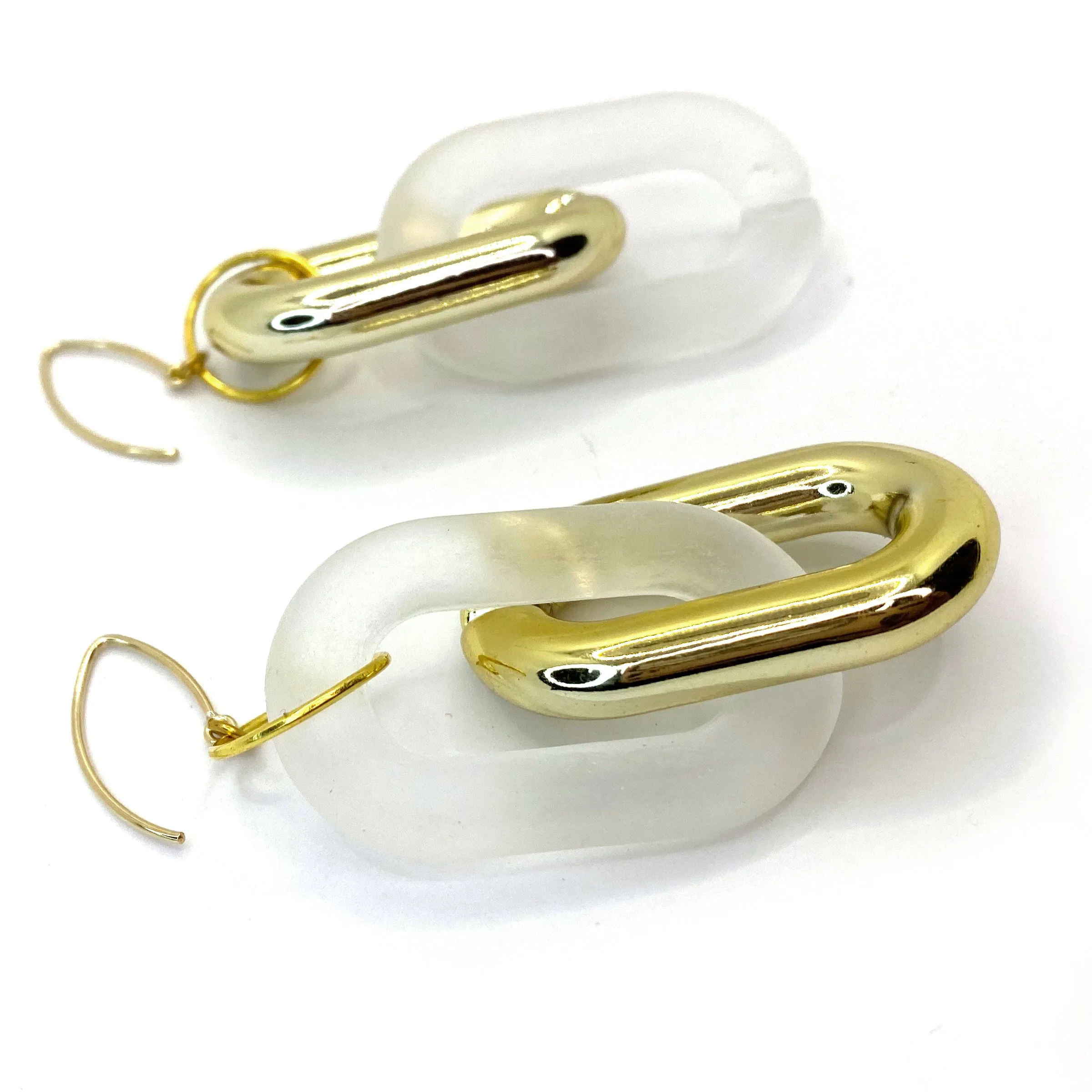 MPR x THE IMAGINARIUM: Double Bubble Double Large Drops in Mismatch Frosted Clear Opaque Gold Two-Tone on Gold Hooks