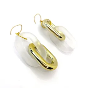MPR x THE IMAGINARIUM: Double Bubble Double Large Drops in Mismatch Frosted Clear Opaque Gold Two-Tone on Gold Hooks