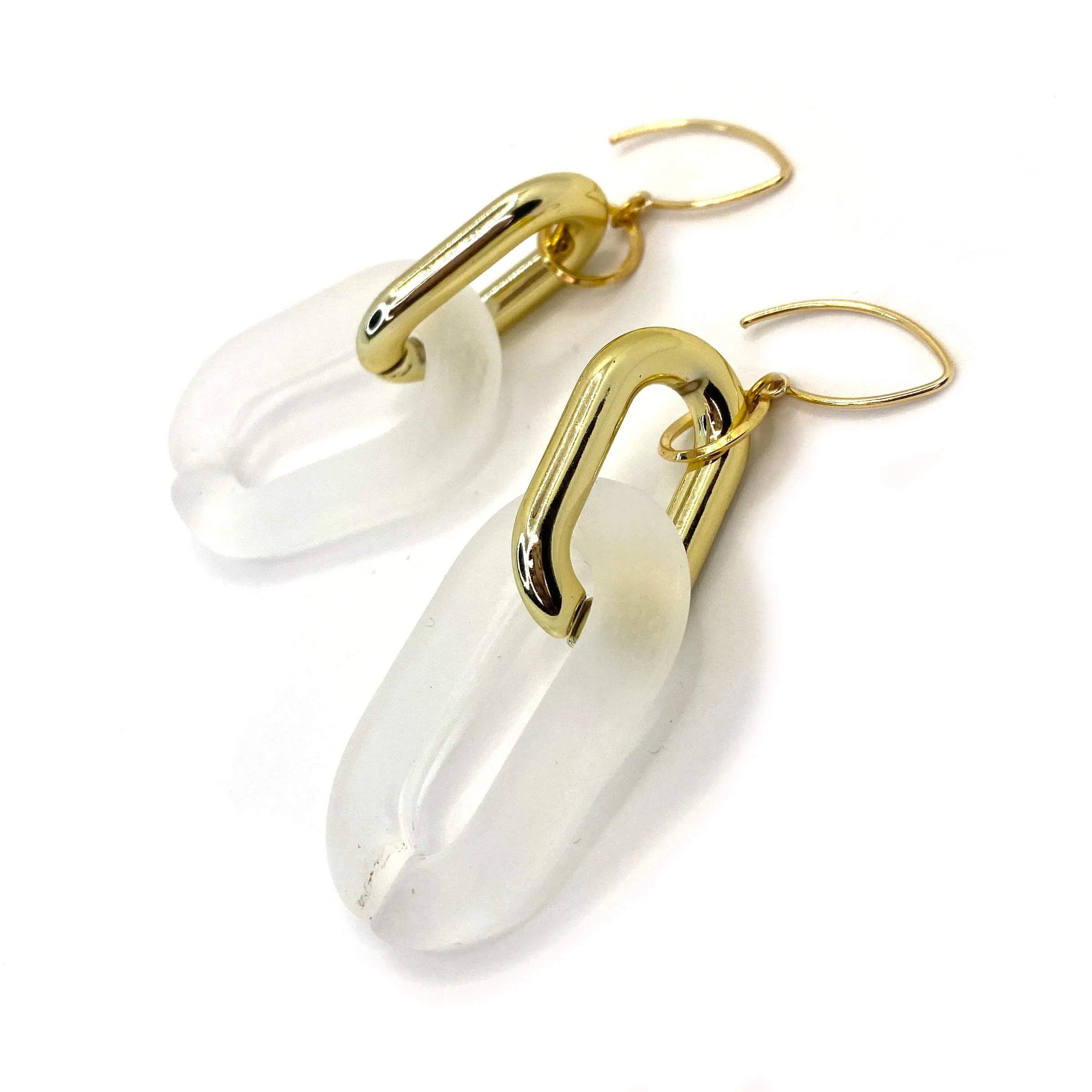 MPR x THE IMAGINARIUM: Double Bubble Drops in Frosted Clear Opaque Gold Two-Tone on Gold Hooks