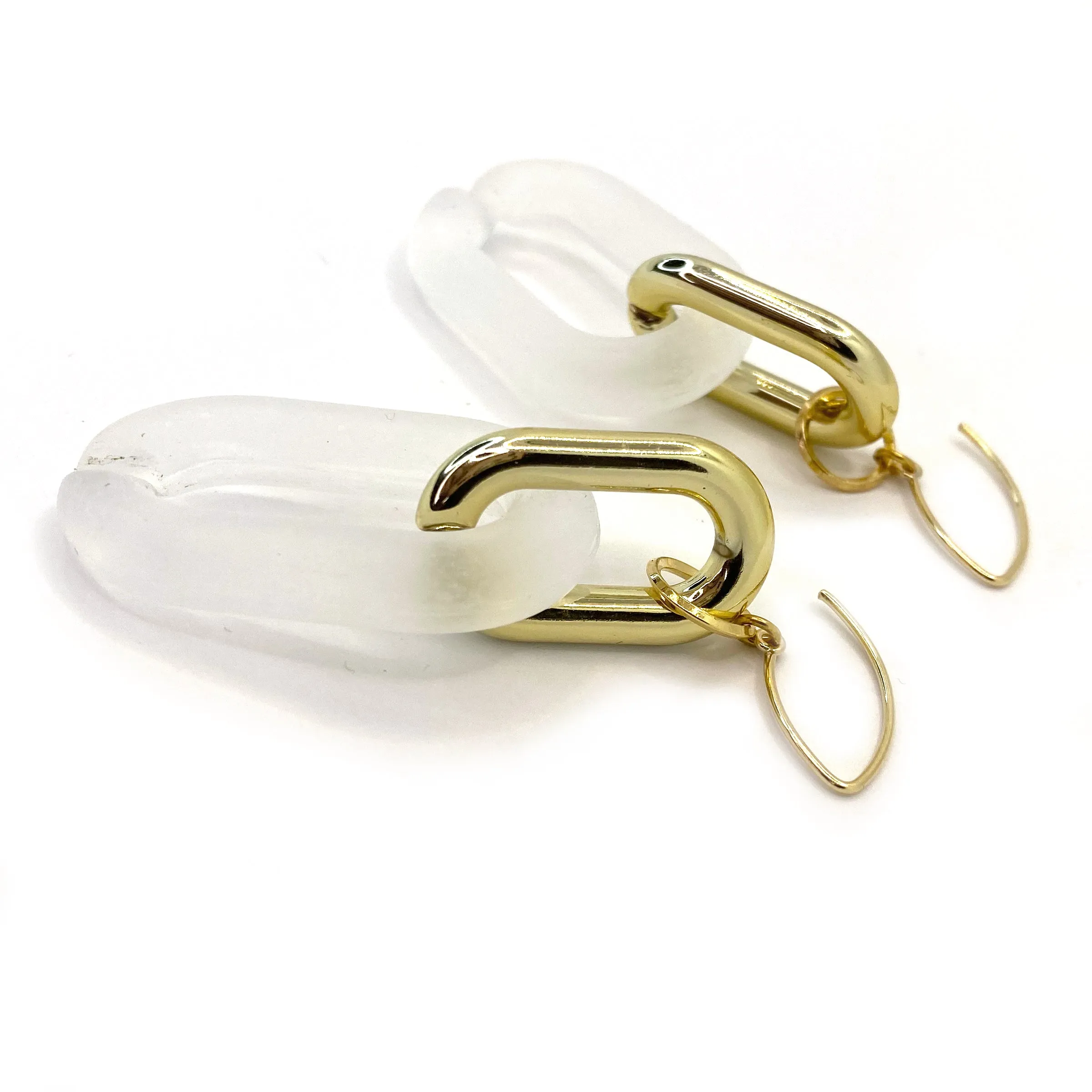 MPR x THE IMAGINARIUM: Double Bubble Drops in Frosted Clear Opaque Gold Two-Tone on Gold Hooks