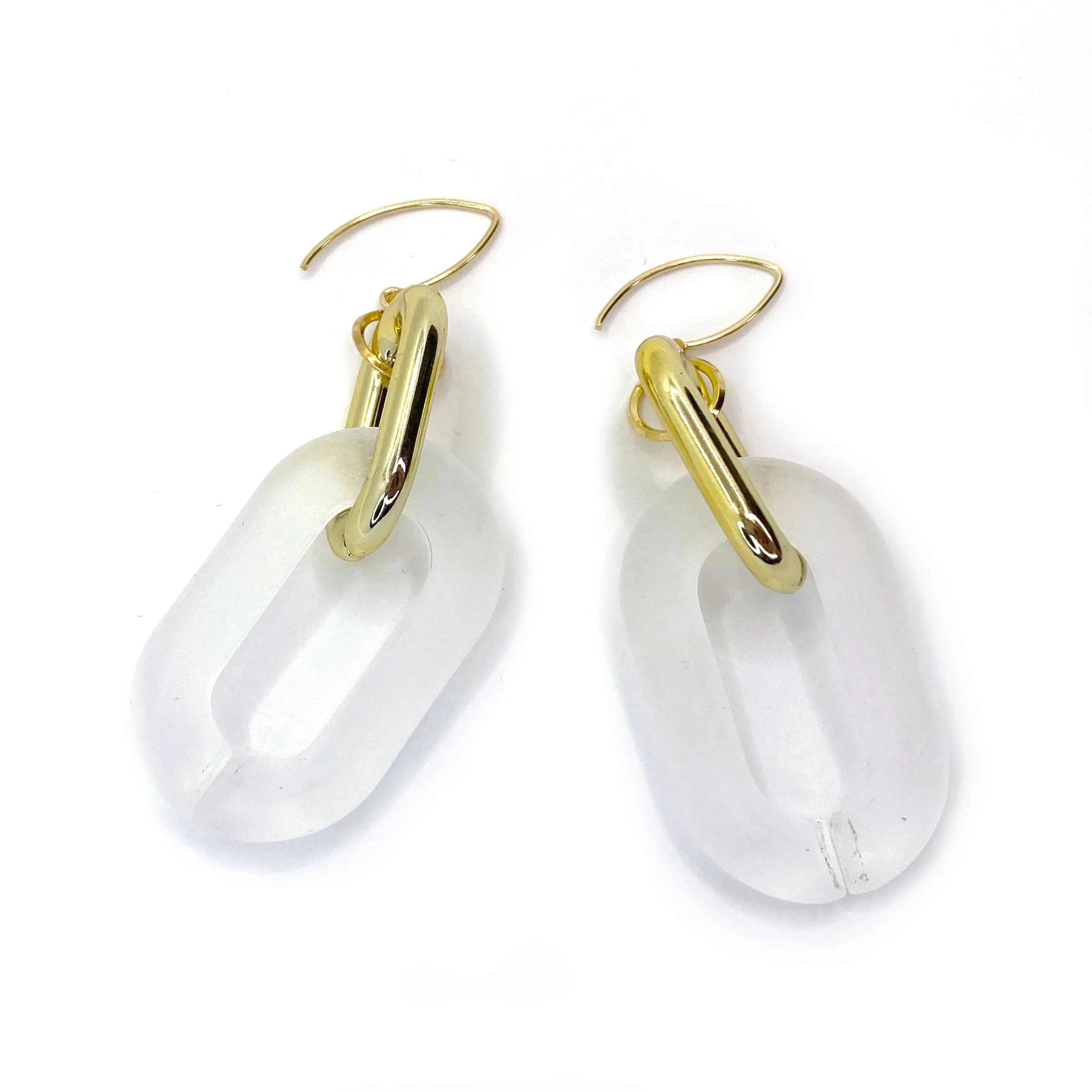 MPR x THE IMAGINARIUM: Double Bubble Drops in Frosted Clear Opaque Gold Two-Tone on Gold Hooks