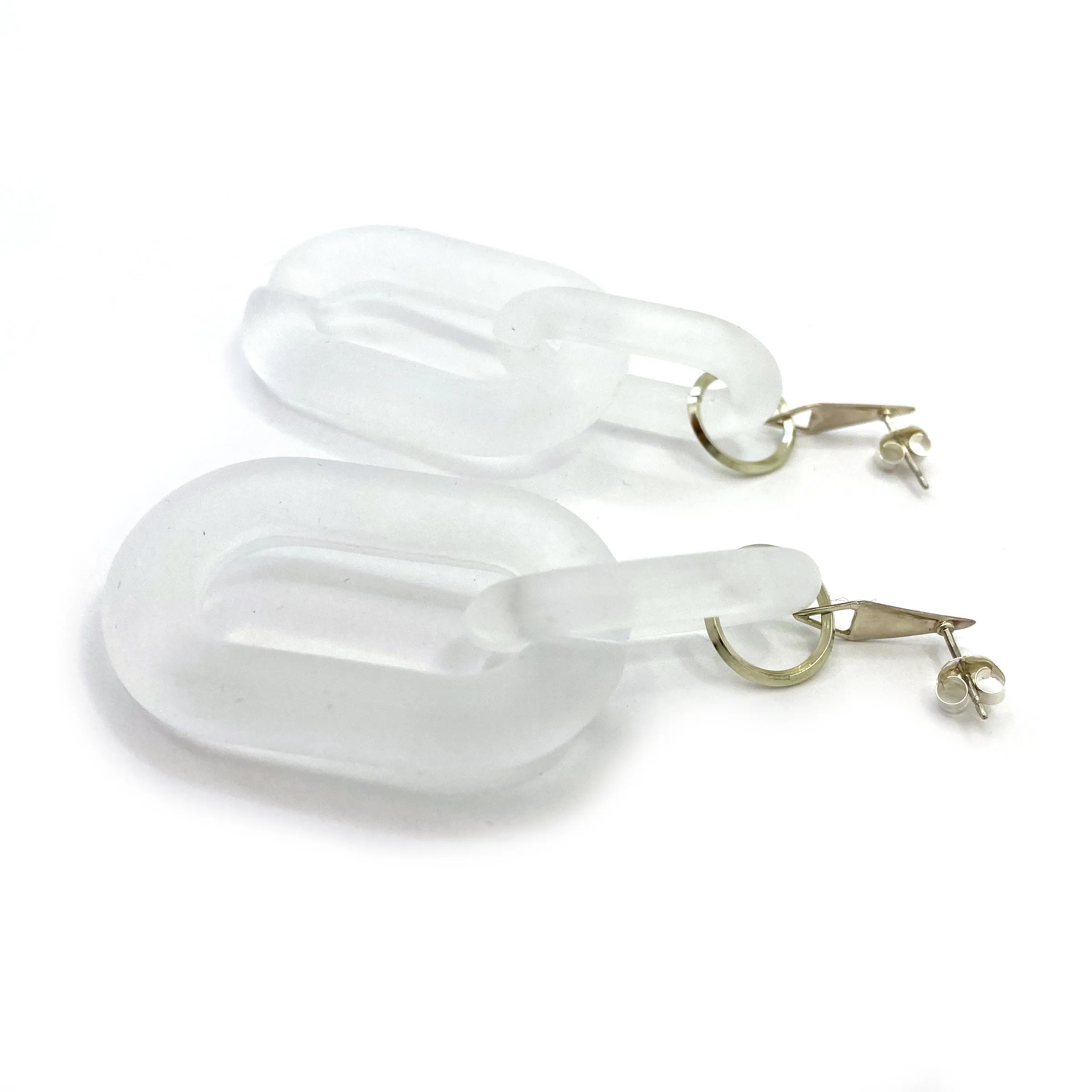 MPR x THE IMAGINARIUM: Double Bubble Drops in Frosted Clear Opaque on Silver Posts