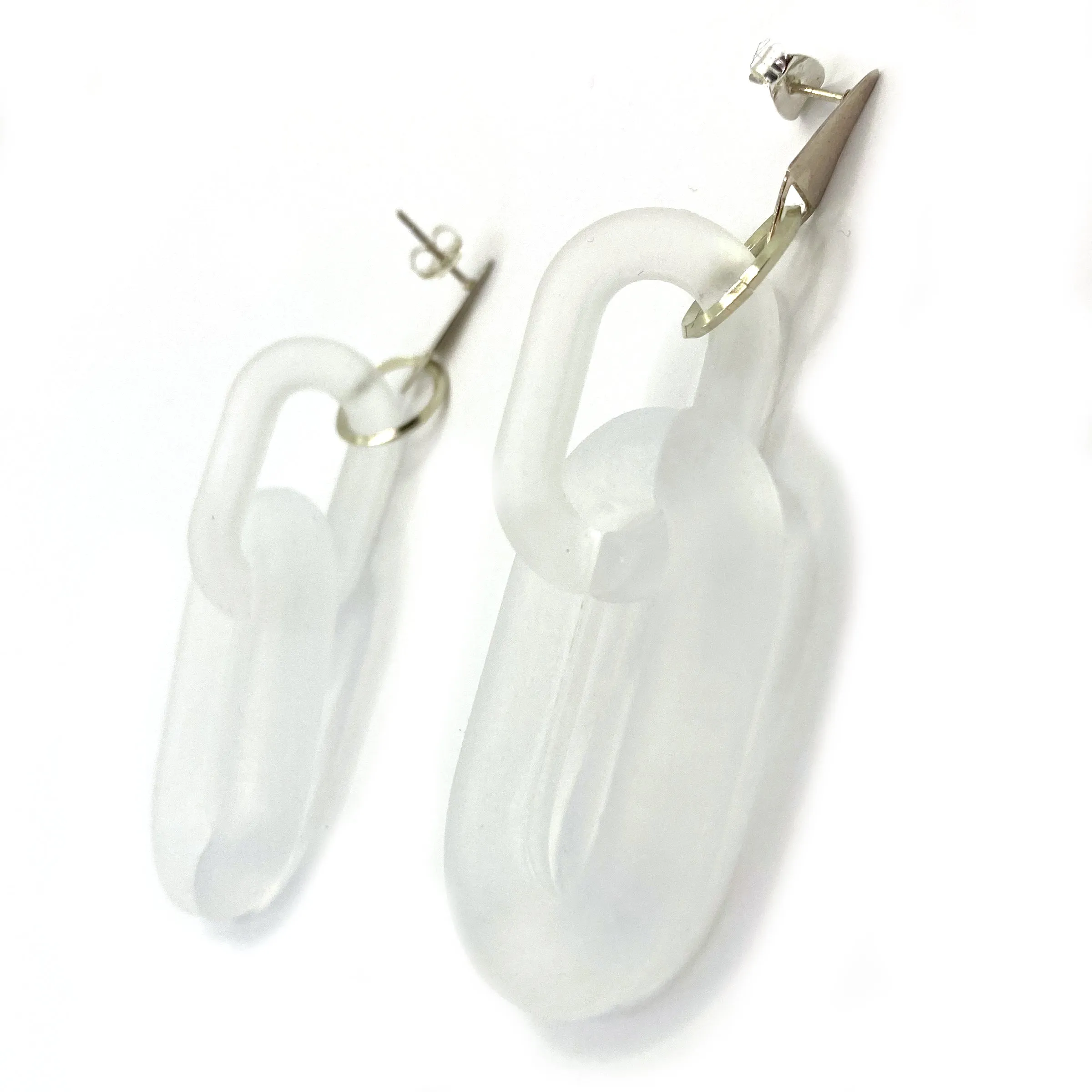 MPR x THE IMAGINARIUM: Double Bubble Drops in Frosted Clear Opaque on Silver Posts