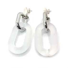 MPR x THE IMAGINARIUM: Double Bubble Drops in Frosted Clear Opaque SIlver Two-Tone on Silver Posts