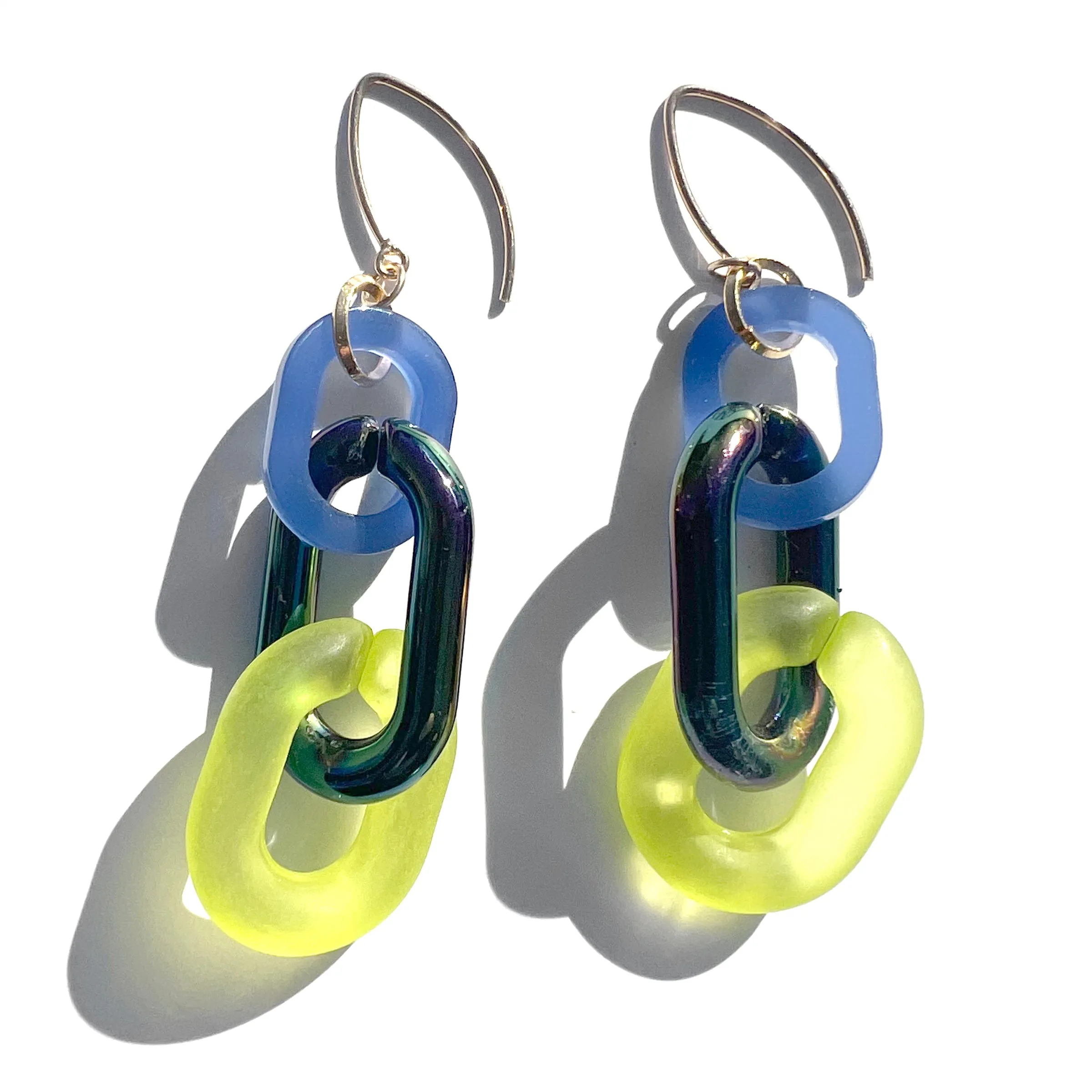 MPR x THE IMAGINARIUM: Illuminescent Chartreuse Triple Chain Drop Earrings