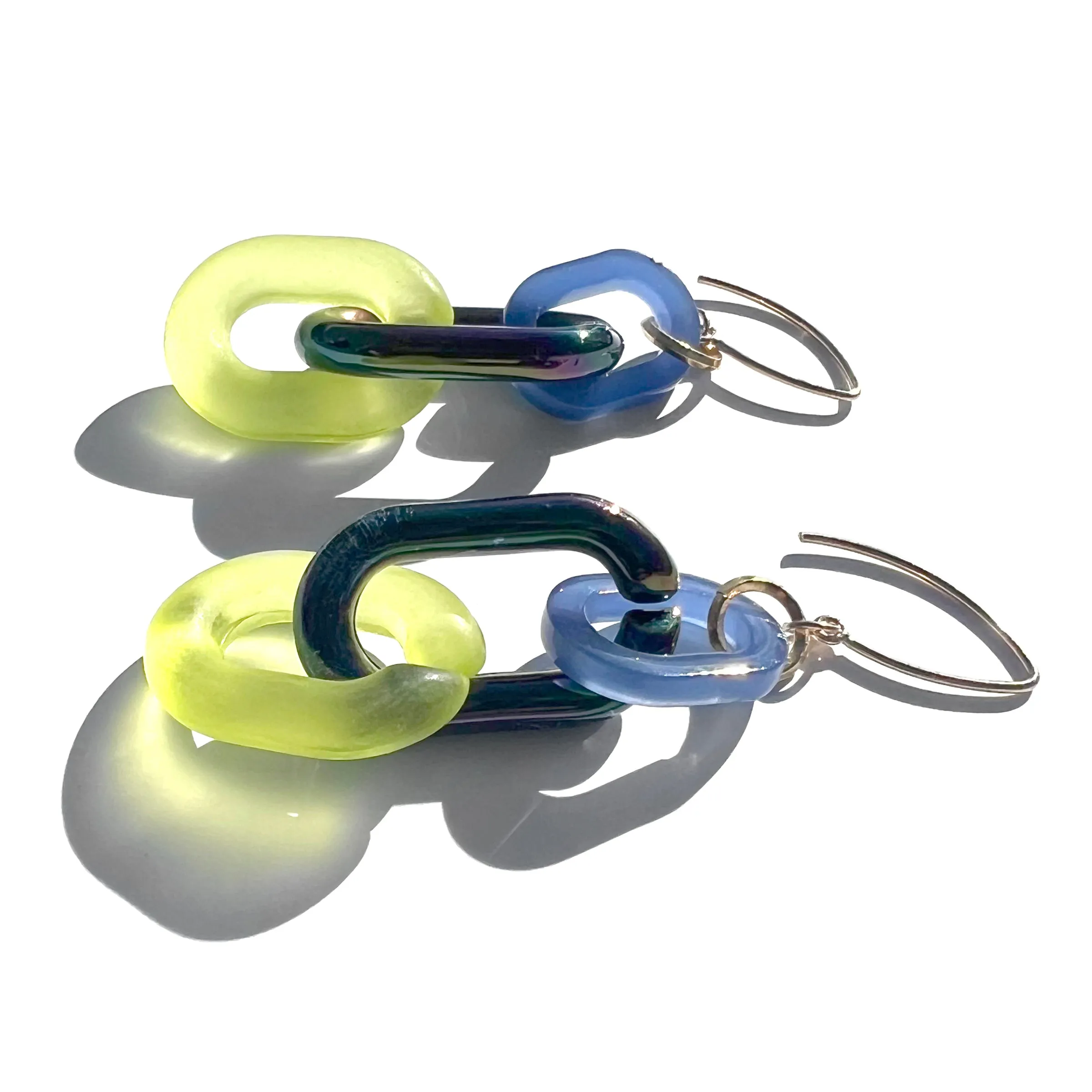 MPR x THE IMAGINARIUM: Illuminescent Chartreuse Triple Chain Drop Earrings