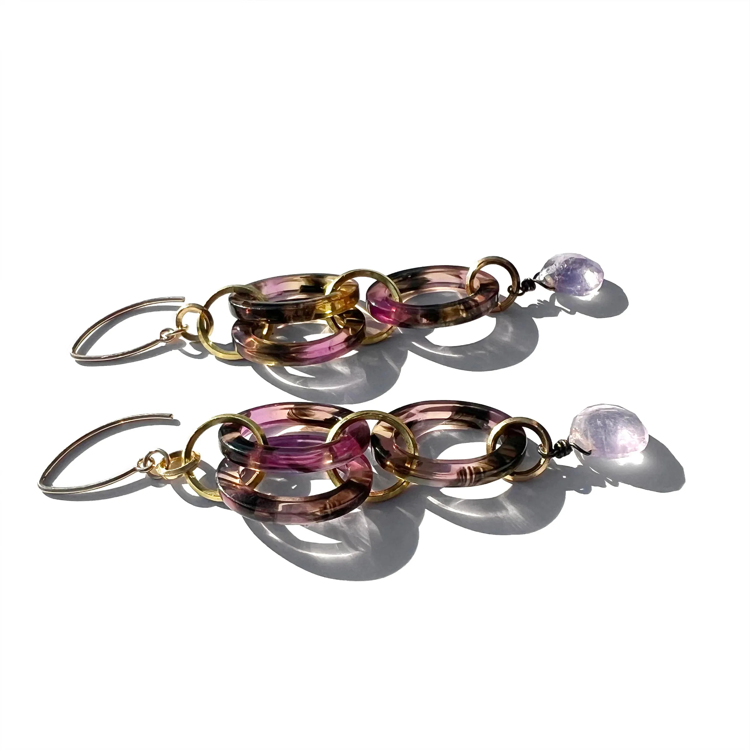 MPR x THE IMAGINARIUM: Lavender Tortoise Amethyst Double Drop Earrings
