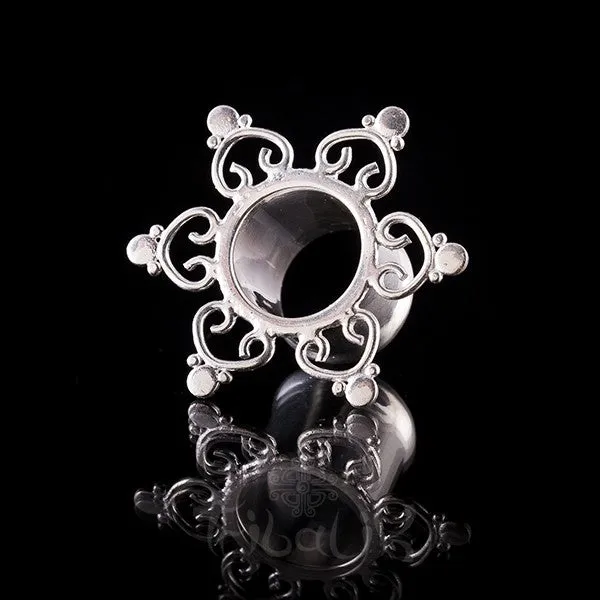 My Diva Heart Silver Plated Heart Mandala Ear Tunnels