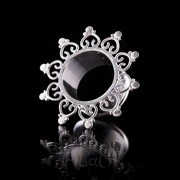 My Diva Heart Silver Plated Heart Mandala Ear Tunnels