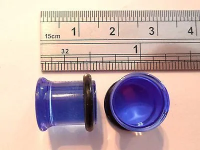 New Pair BLUE Ear Lobe Plugs Single Flare 00 gauge 00g