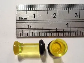 New Pair YELLOW Ear Lobe Plugs Single Flare 6 gauge 6g