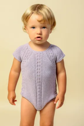 NUECES DUSTY BLUE OPENWORK KNITTED ROMPER