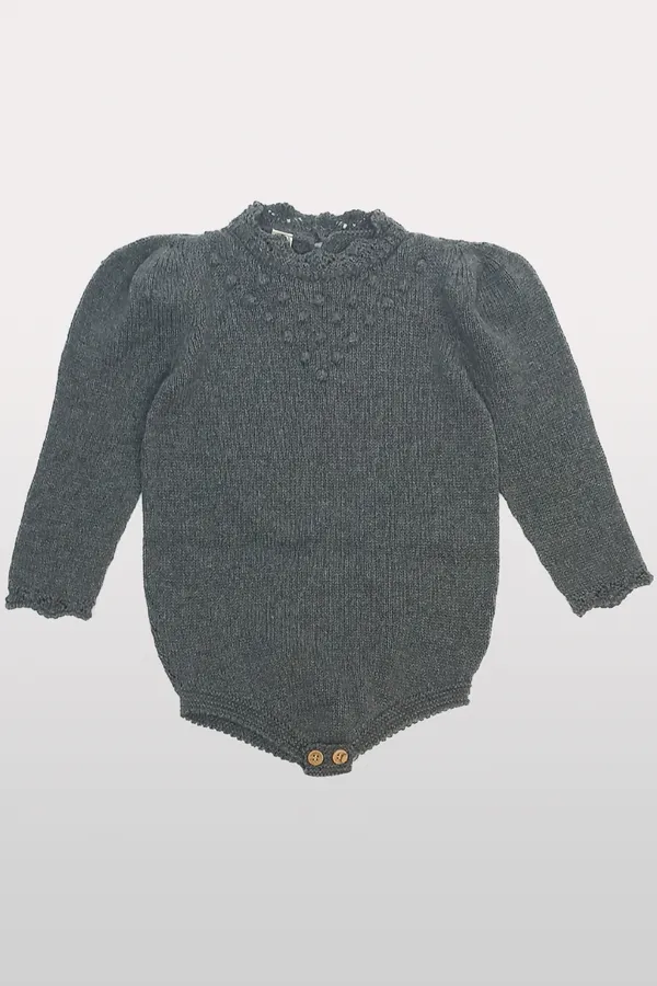 NUECES GREY DOTS KNIT ROMPER