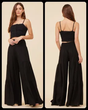 Ocean Drive Black Cotton Voile Smoked Pant