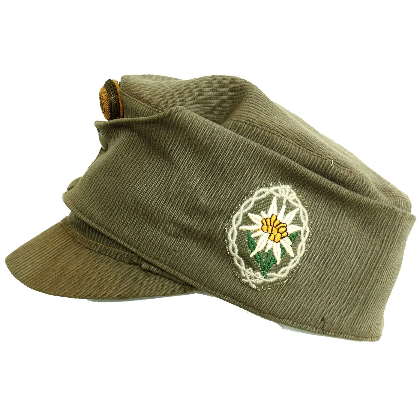 Original Austrian WWI Mountain Infantry Officer M1915 Field Cap with Edelweiss Patch - Landesschützen