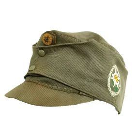 Original Austrian WWI Mountain Infantry Officer M1915 Field Cap with Edelweiss Patch - Landesschützen