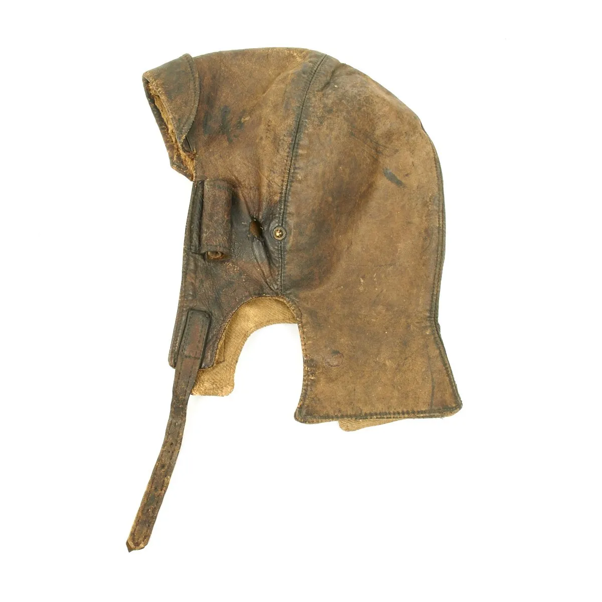 Original British Royal Flying Corps Leather Helmet and Goggles circa 1915