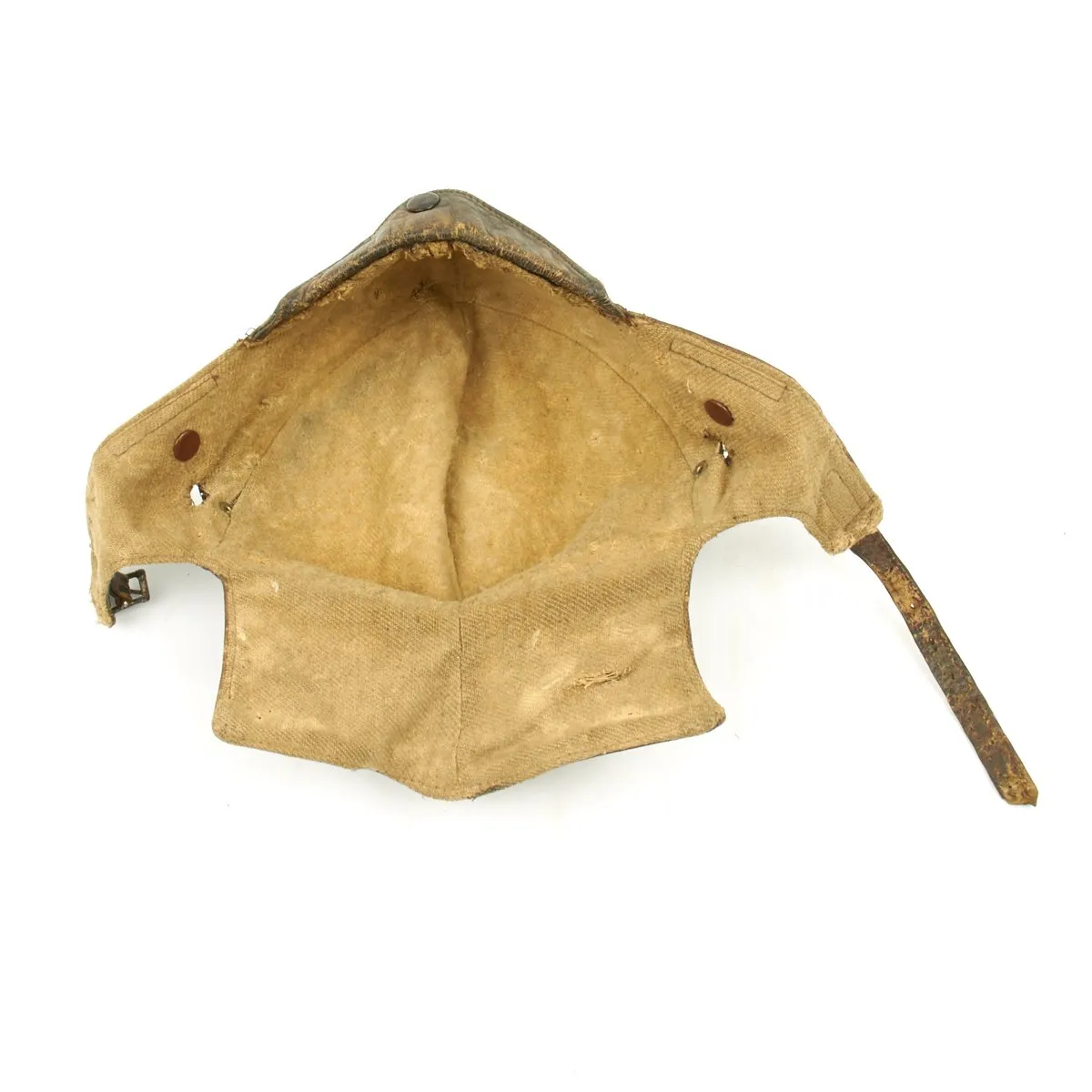 Original British Royal Flying Corps Leather Helmet and Goggles circa 1915