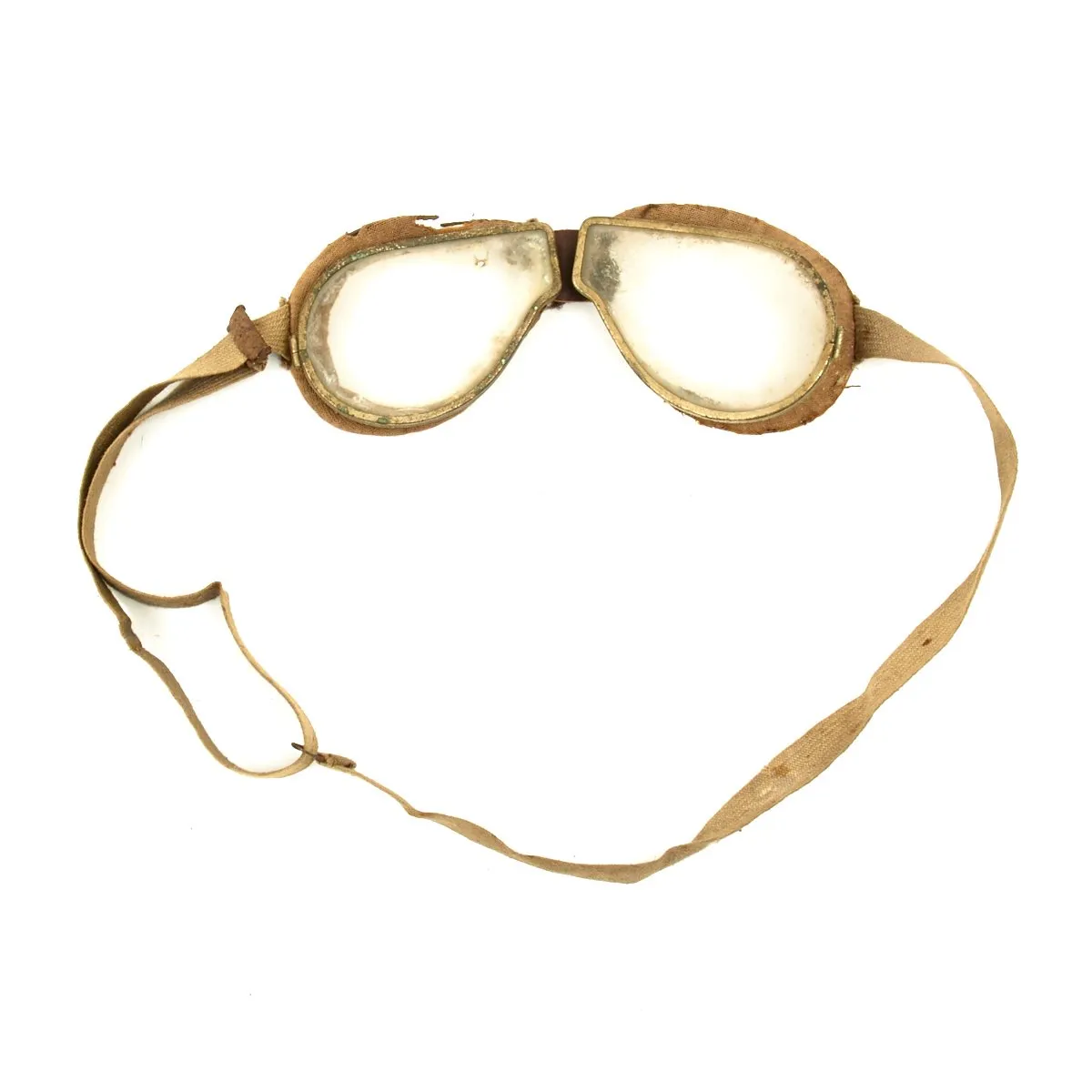 Original British Royal Flying Corps Leather Helmet and Goggles circa 1915