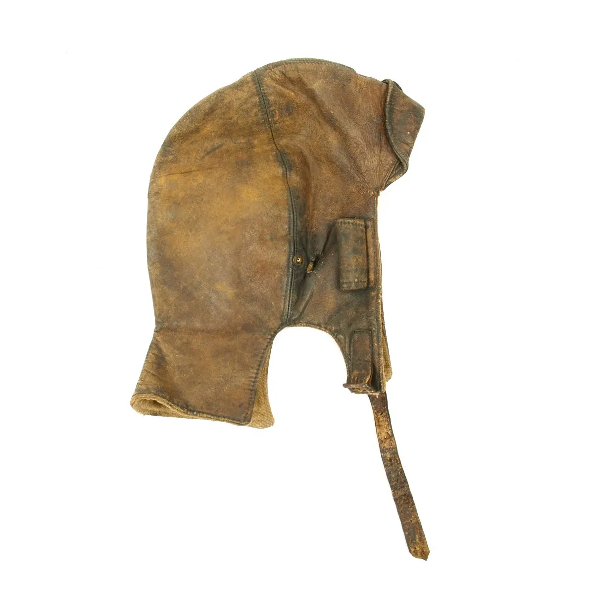 Original British Royal Flying Corps Leather Helmet and Goggles circa 1915