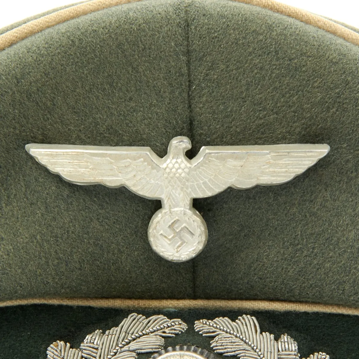 Original German WWII Army Heer Officer Visor Cap by EREL - Marked on Crown and Band