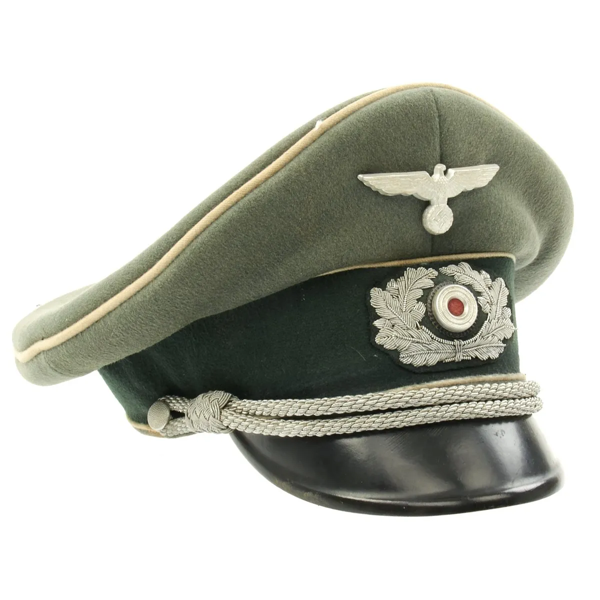 Original German WWII Army Heer Officer Visor Cap by EREL - Marked on Crown and Band