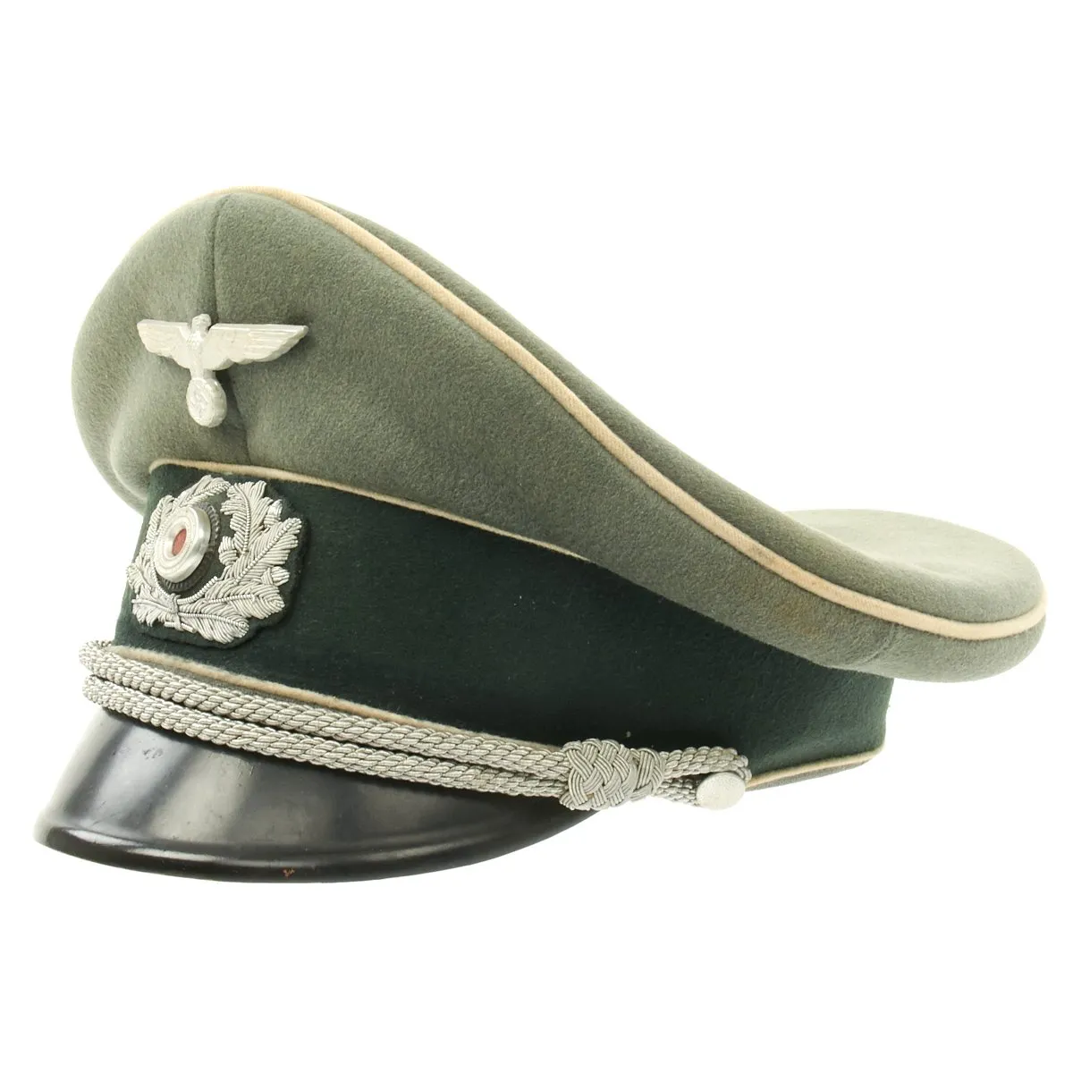 Original German WWII Army Heer Officer Visor Cap by EREL - Marked on Crown and Band