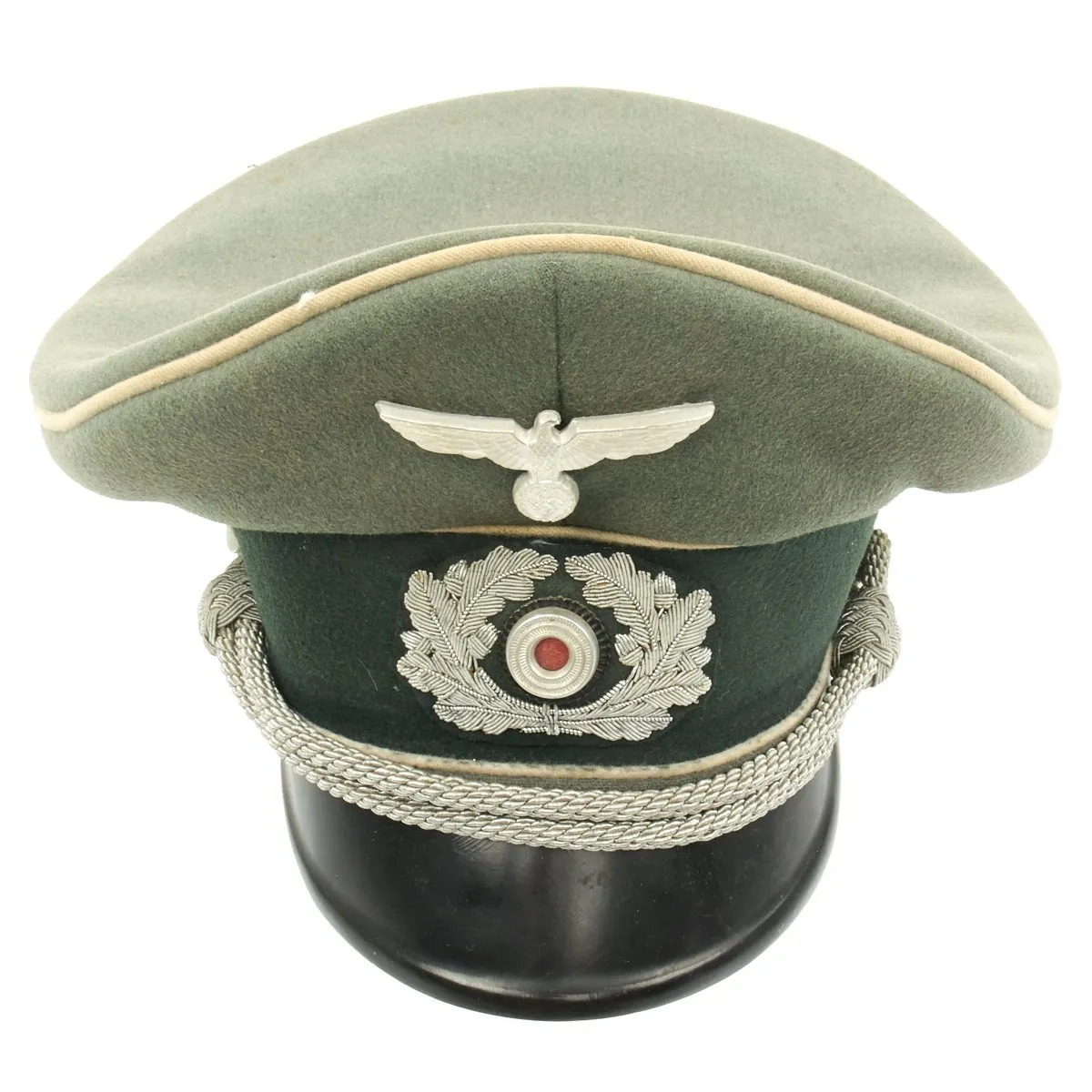 Original German WWII Army Heer Officer Visor Cap by EREL - Marked on Crown and Band