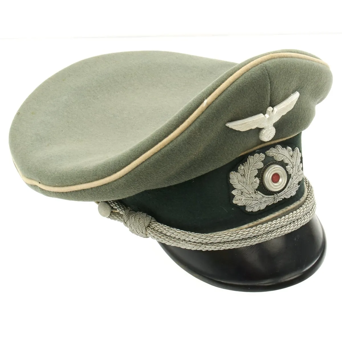 Original German WWII Army Heer Officer Visor Cap by EREL - Marked on Crown and Band