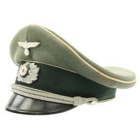 Original German WWII Army Heer Officer Visor Cap by EREL - Marked on Crown and Band