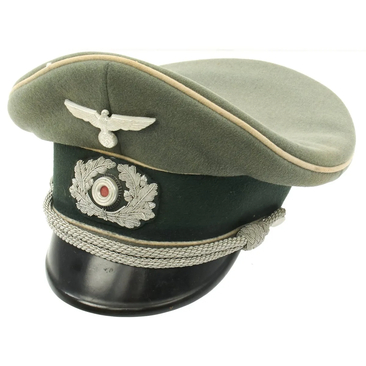 Original German WWII Army Heer Officer Visor Cap by EREL - Marked on Crown and Band