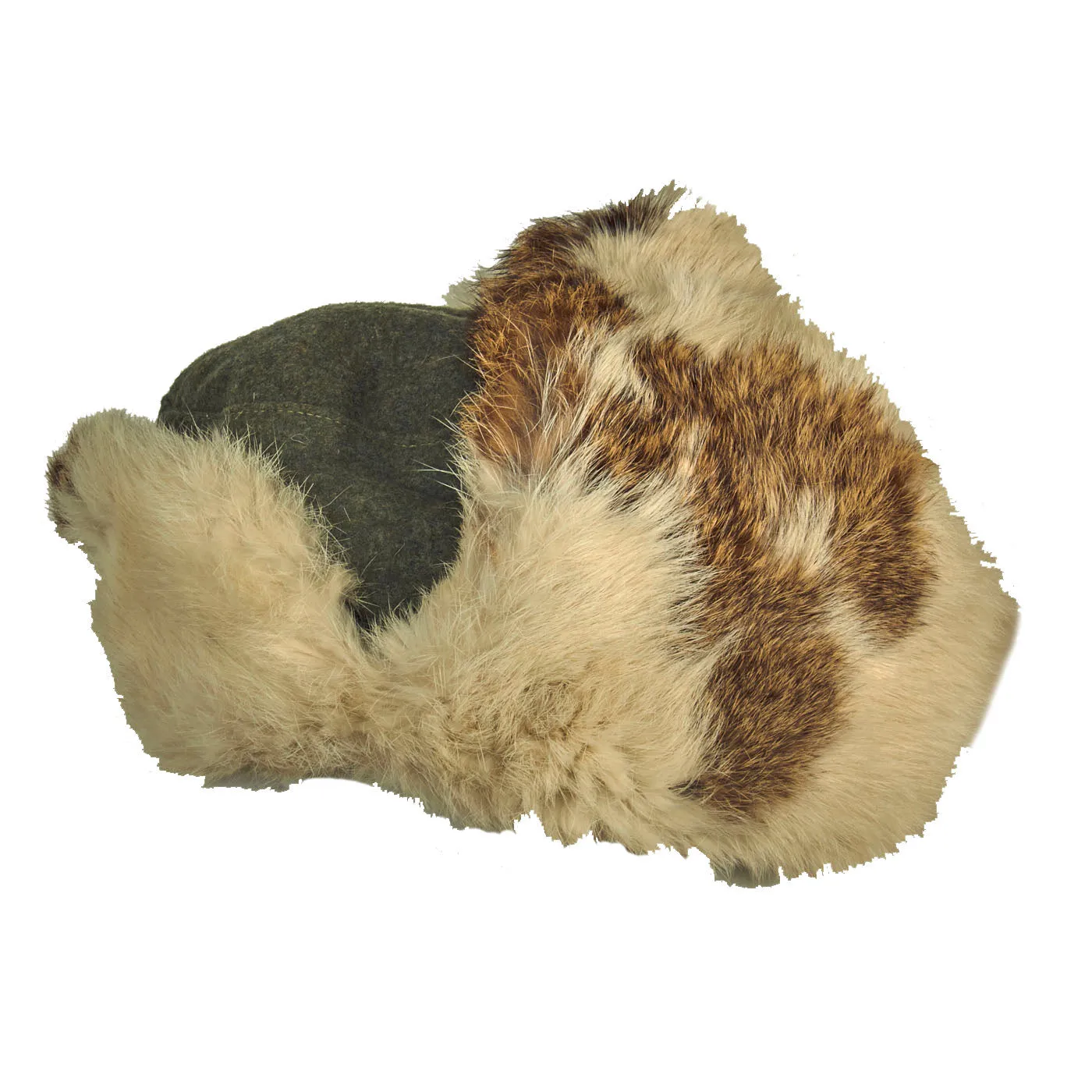 Original German WWII Eastern Front 1943 Dated White Rabbit Fur Pelzmütze Winter Hat with Maker Markings - Size 57