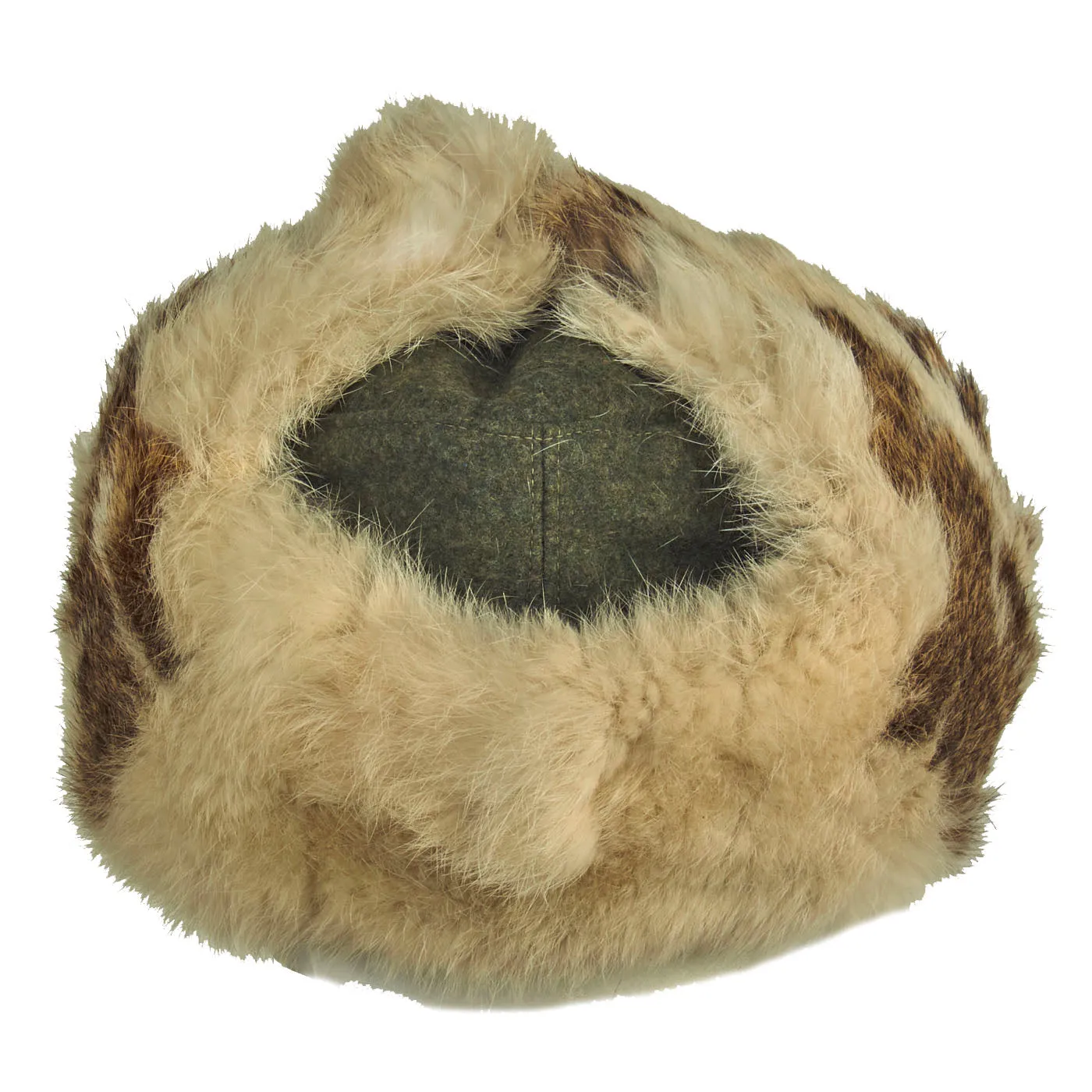 Original German WWII Eastern Front 1943 Dated White Rabbit Fur Pelzmütze Winter Hat with Maker Markings - Size 57