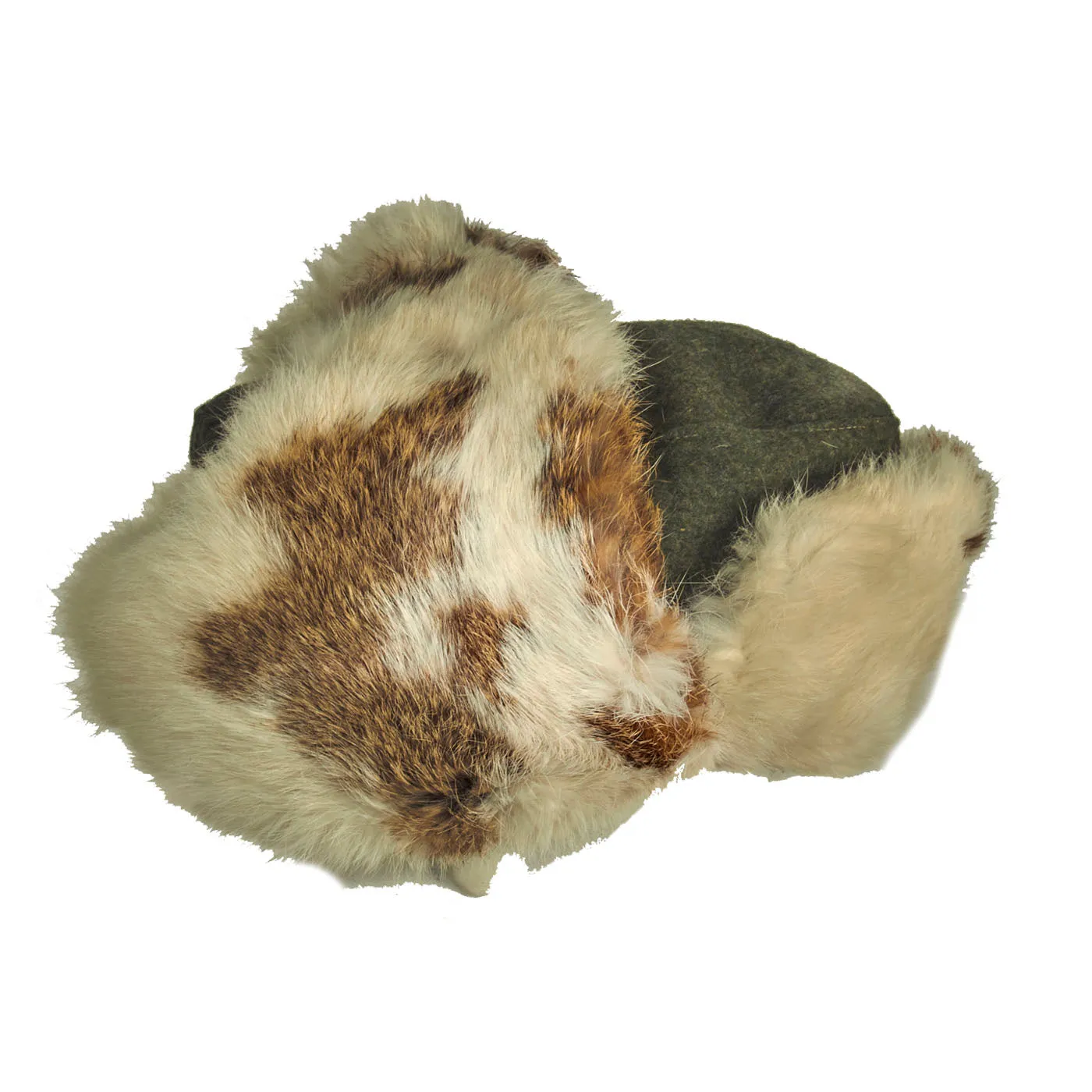 Original German WWII Eastern Front 1943 Dated White Rabbit Fur Pelzmütze Winter Hat with Maker Markings - Size 57