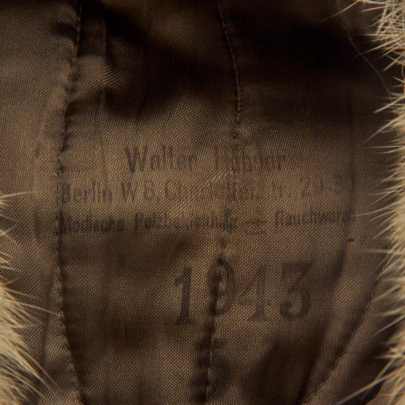 Original German WWII Eastern Front 1943 Dated White Rabbit Fur Pelzmütze Winter Hat with Maker Markings - Size 57