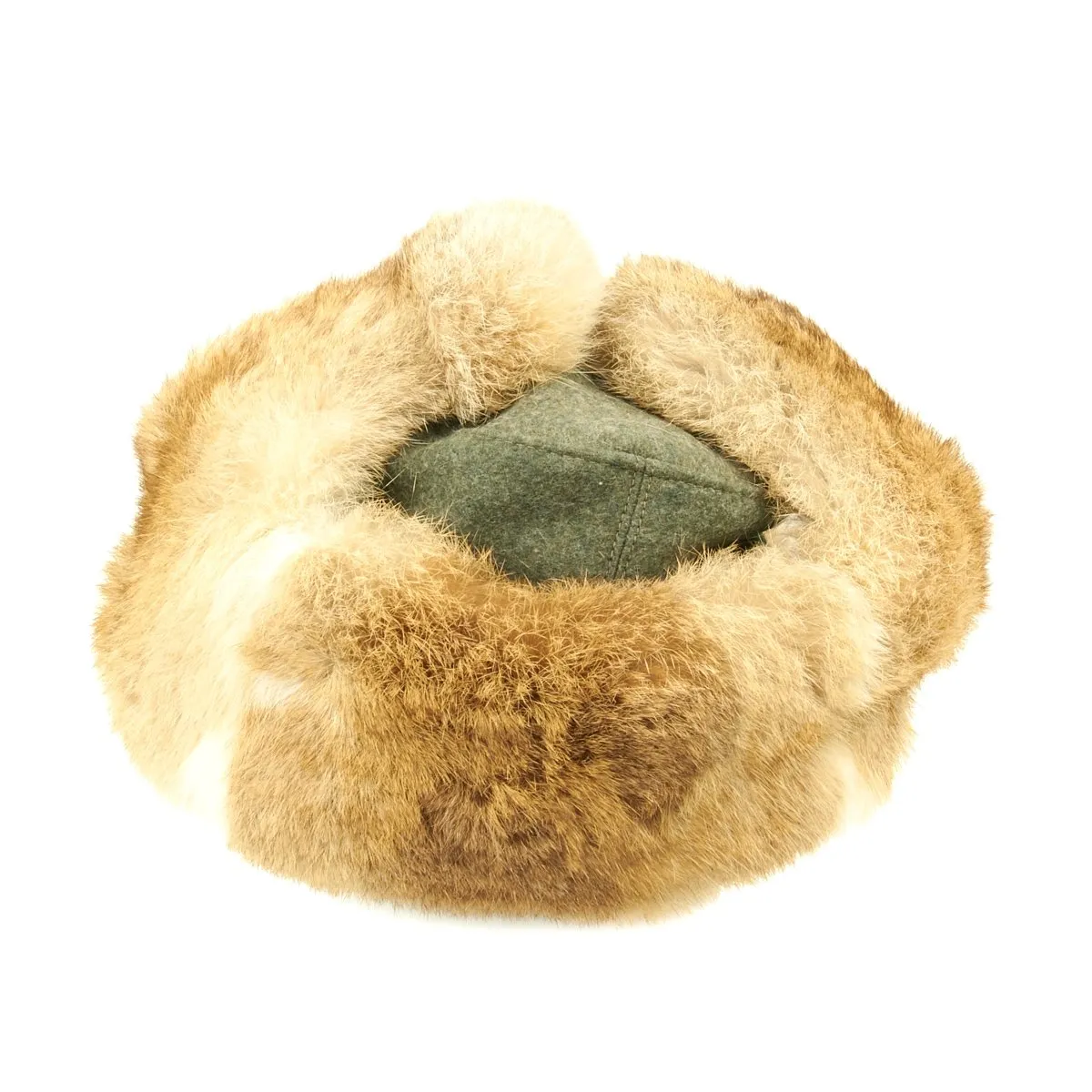 Original German WWII Eastern Front Rabbit Fur Winter Hat - Dated 1943