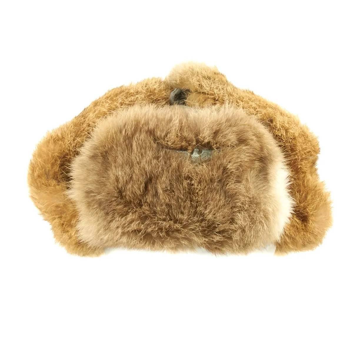 Original German WWII Eastern Front Rabbit Fur Winter Hat - Dated 1943