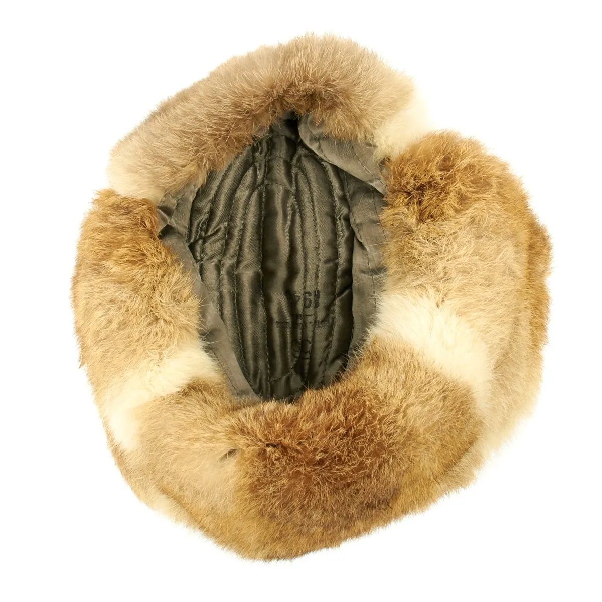 Original German WWII Eastern Front Rabbit Fur Winter Hat - Dated 1943