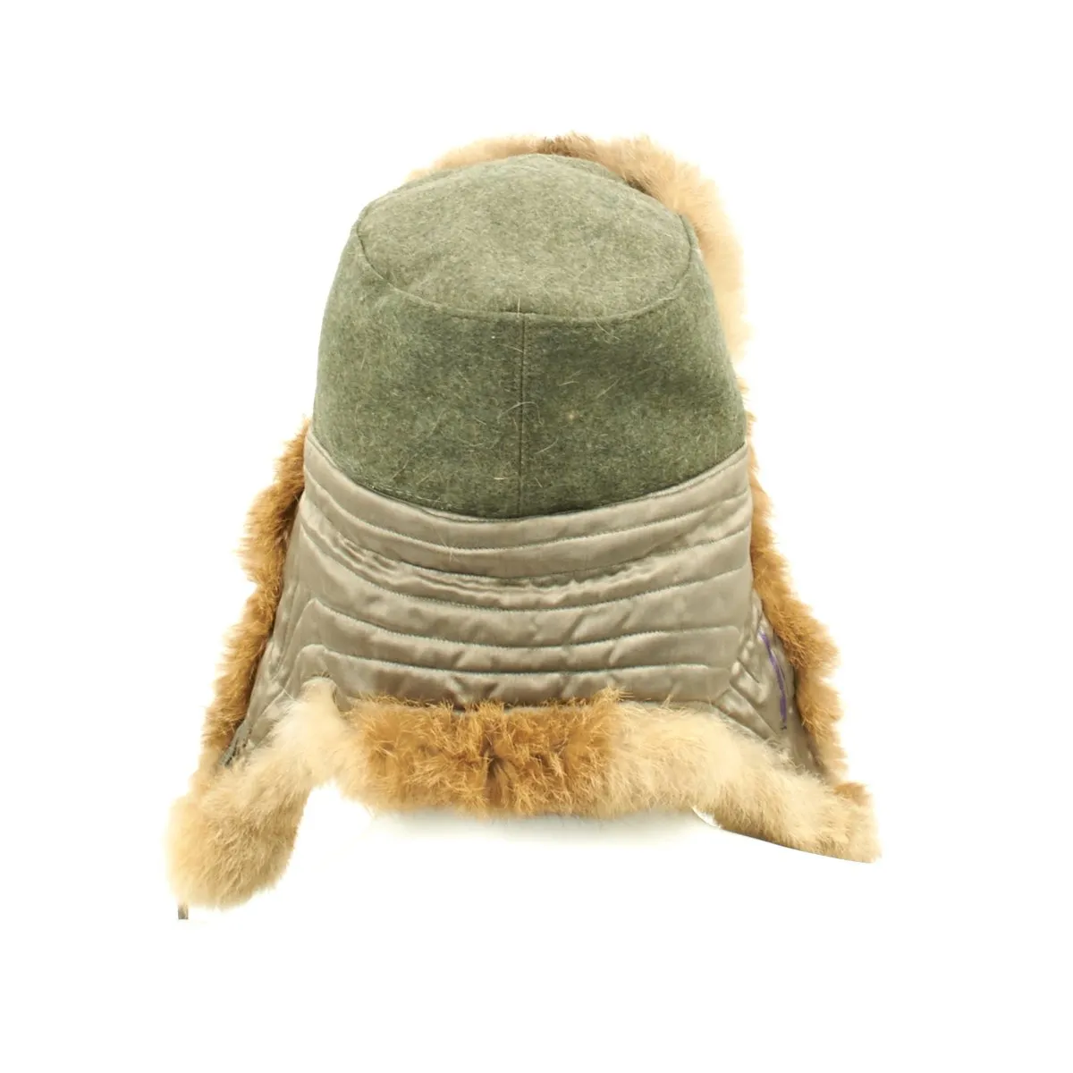Original German WWII Eastern Front Rabbit Fur Winter Hat - Dated 1943
