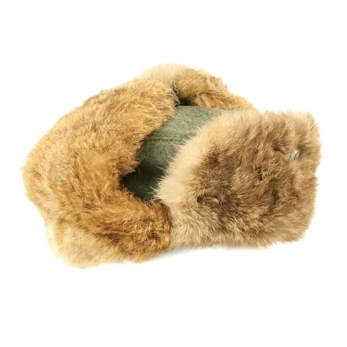 Original German WWII Eastern Front Rabbit Fur Winter Hat - Dated 1943