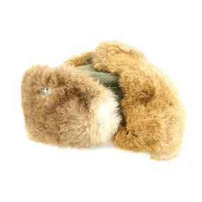 Original German WWII Eastern Front Rabbit Fur Winter Hat - Dated 1943