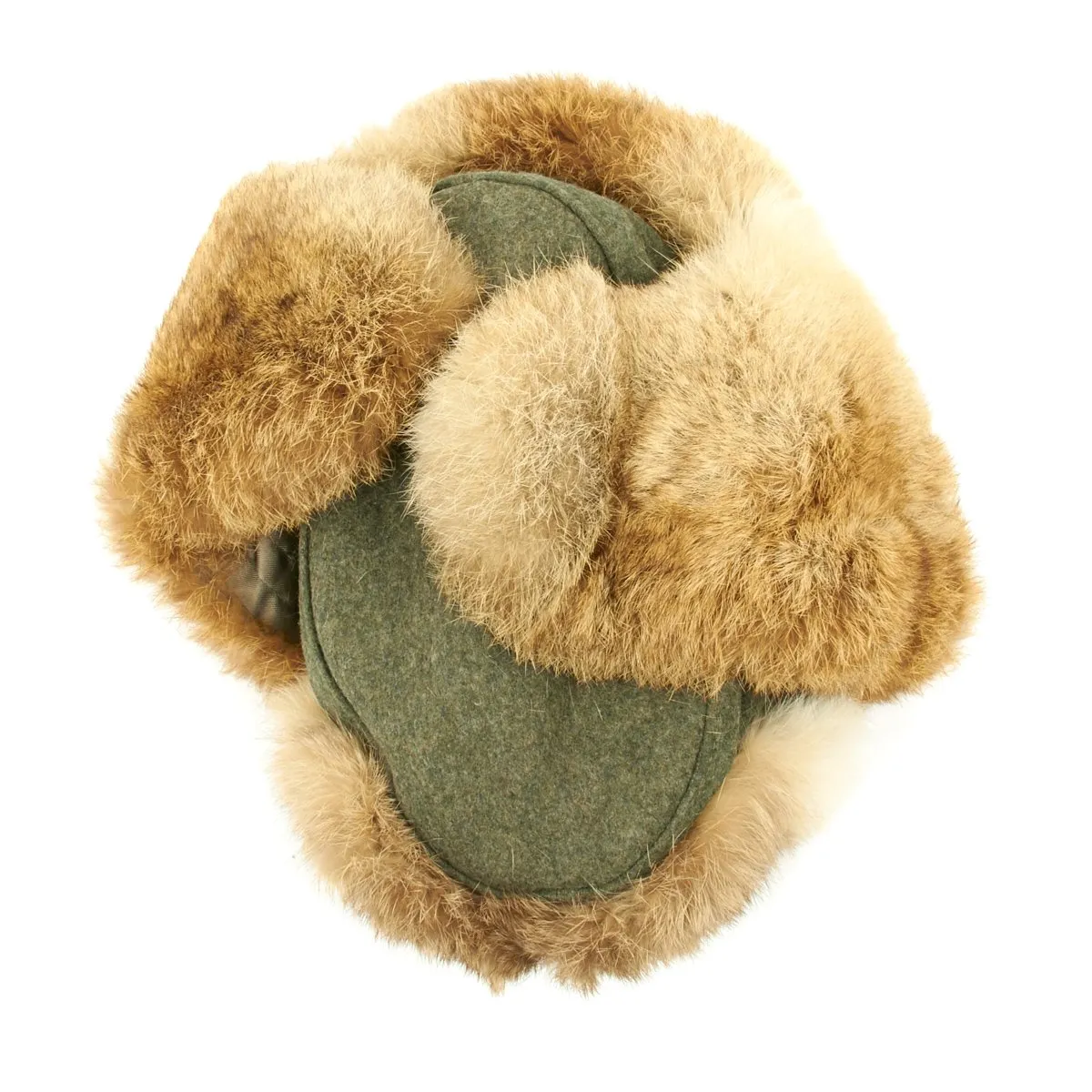 Original German WWII Eastern Front Rabbit Fur Winter Hat - Dated 1943