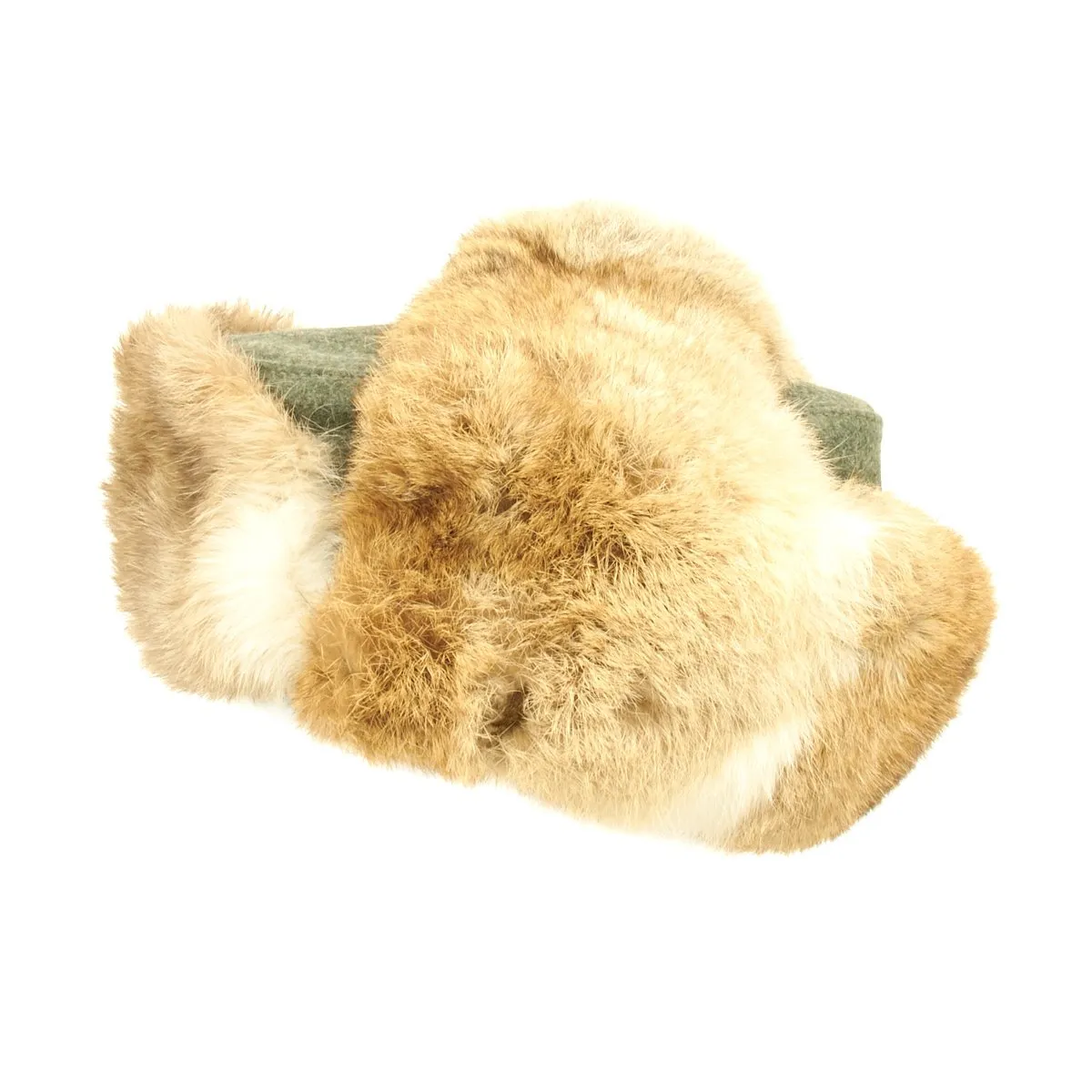 Original German WWII Eastern Front Rabbit Fur Winter Hat - Dated 1943