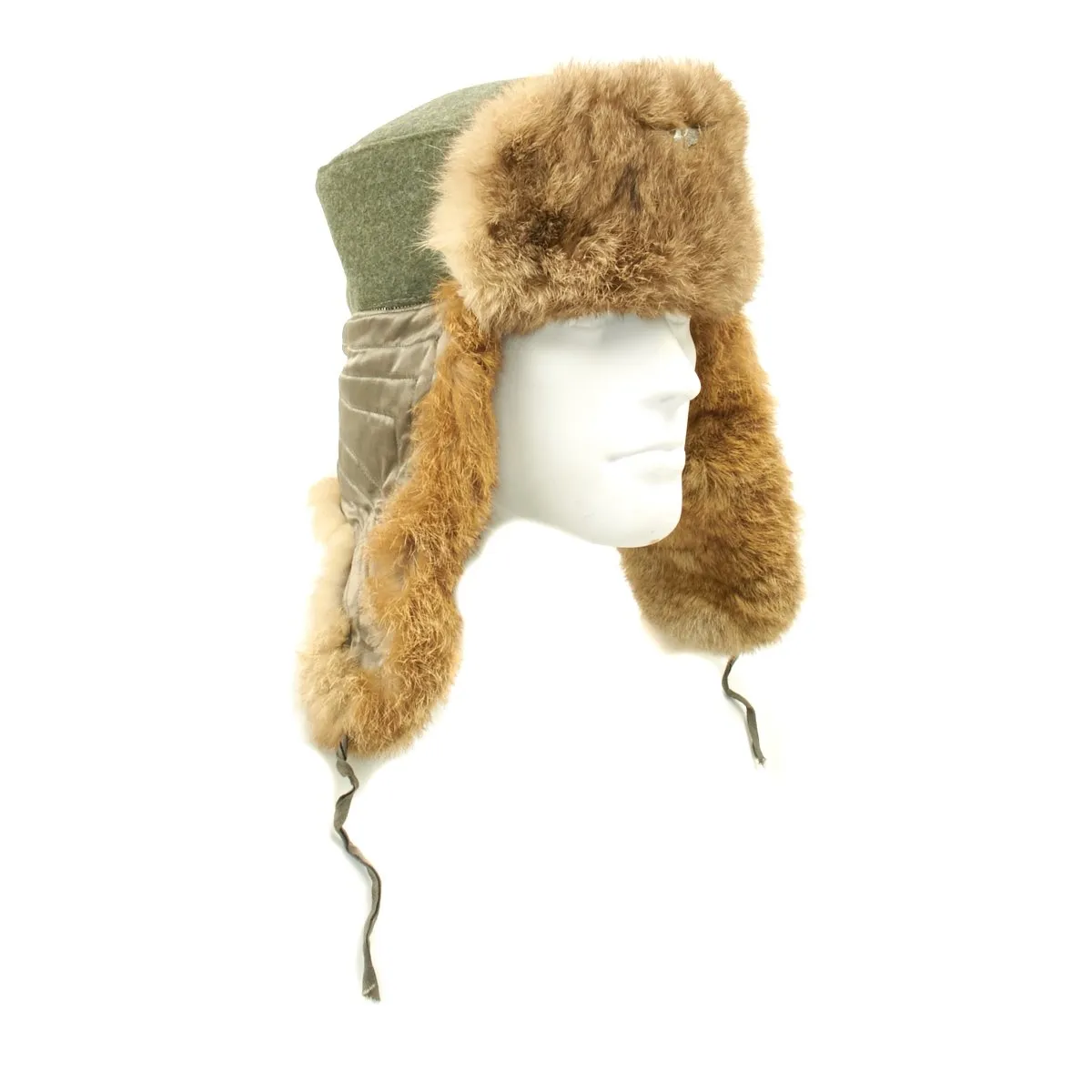 Original German WWII Eastern Front Rabbit Fur Winter Hat - Dated 1943