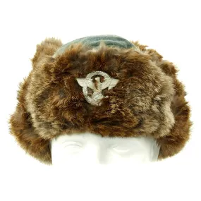 Original German WWII Field Police Winter Fur Hat - Dated 1944 with RBNr Code