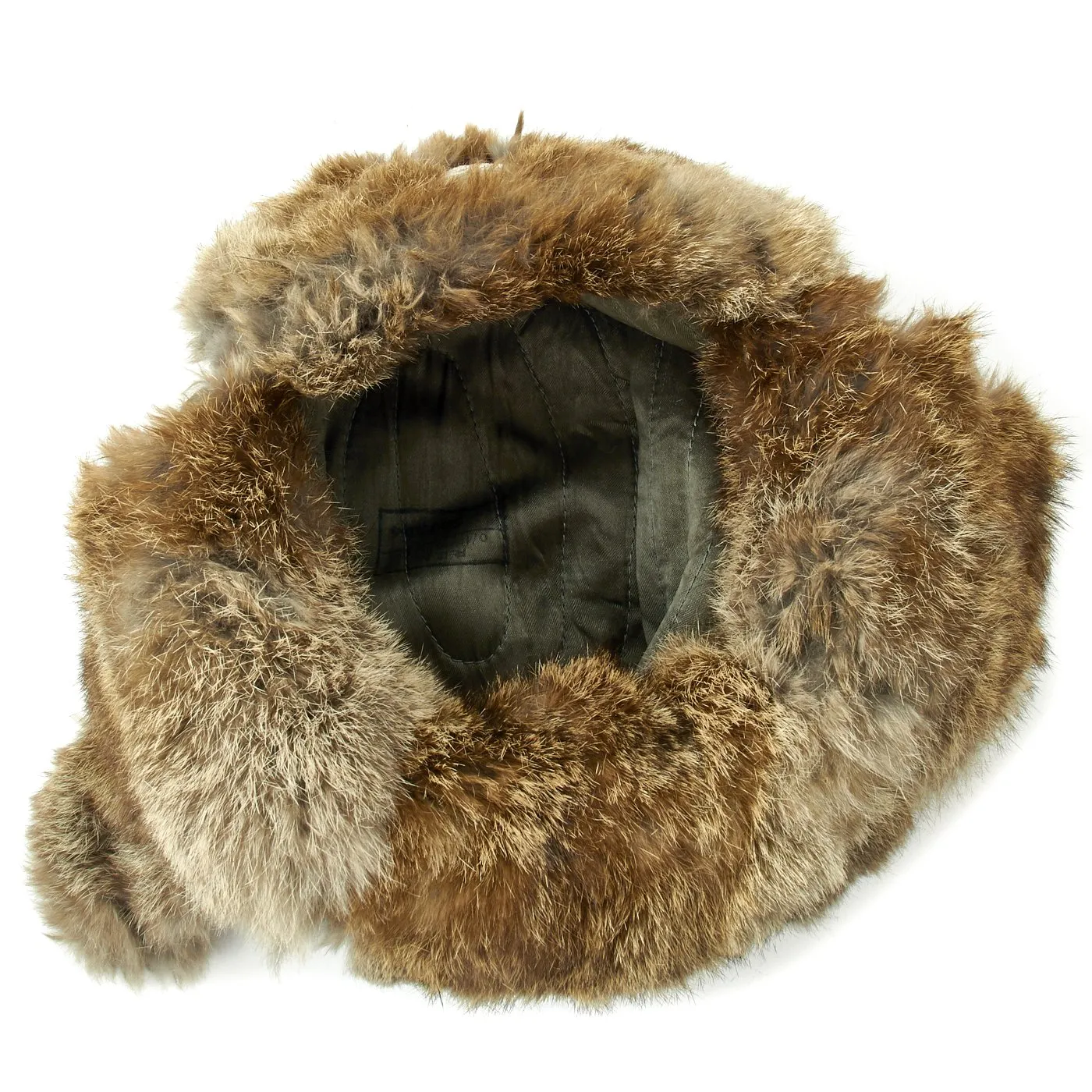 Original German WWII Field Police Winter Fur Hat - Dated 1944 with RBNr Code