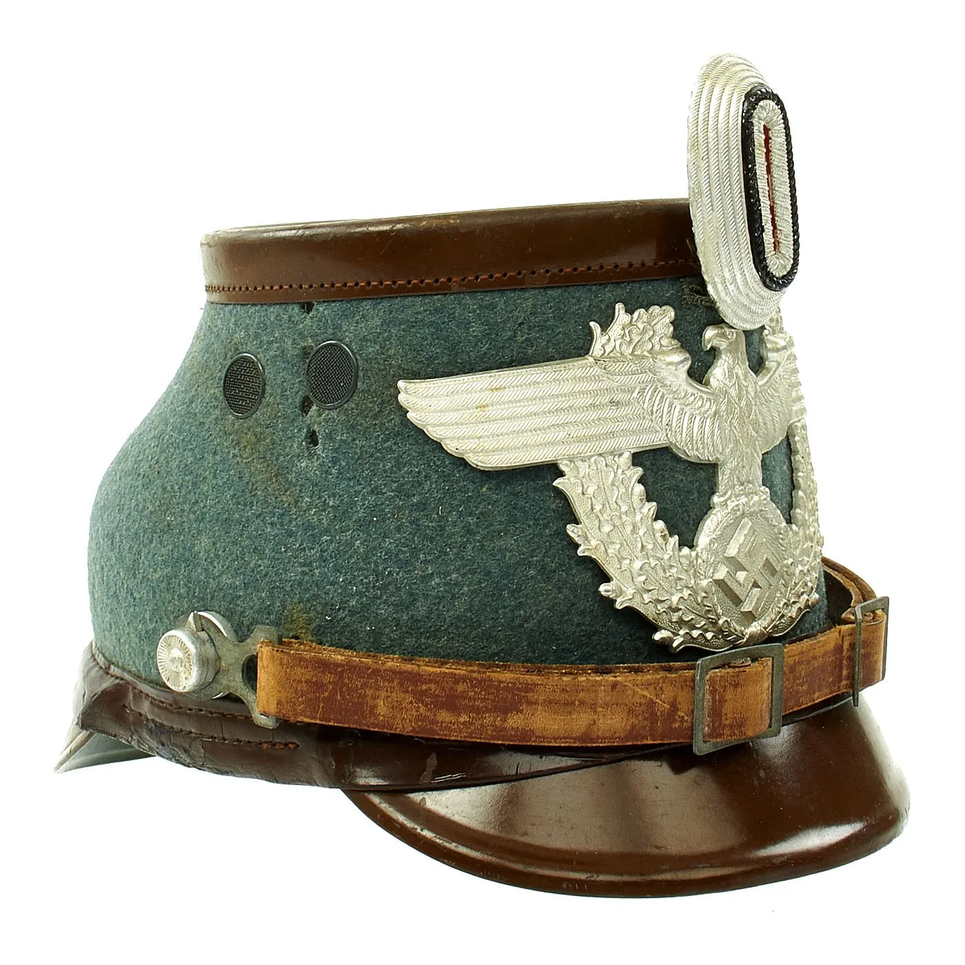 Original German WWII Rural Polizei Shako by Hans Romer - Size 56cm