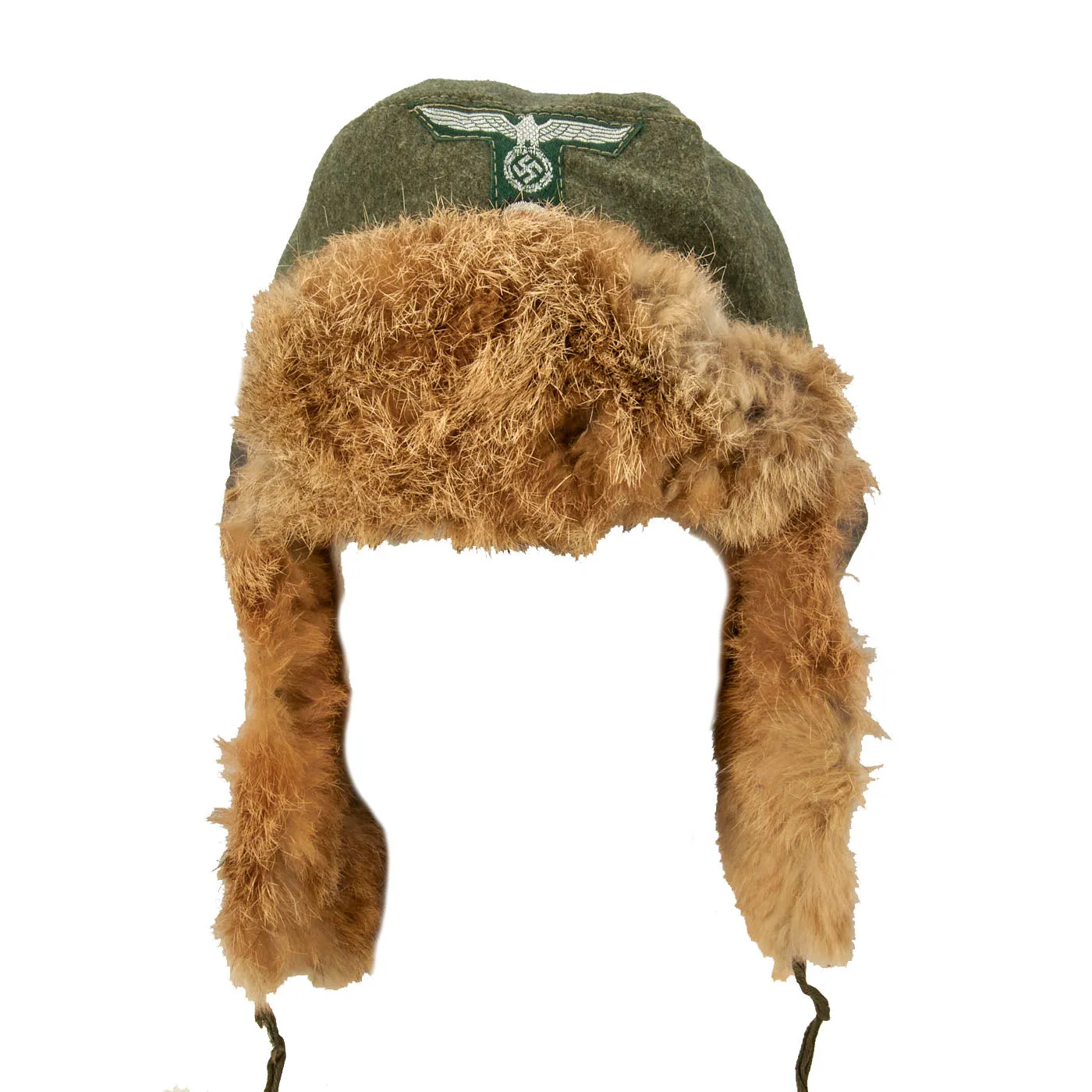 Original Rare German WWII Eastern Front Land Customs Winter Field Fur Cap - Pelzmütze